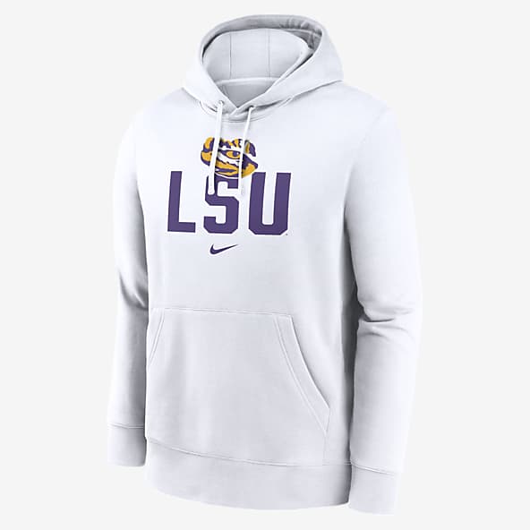 White LSU Tigers Hoodies Pullovers. Nike